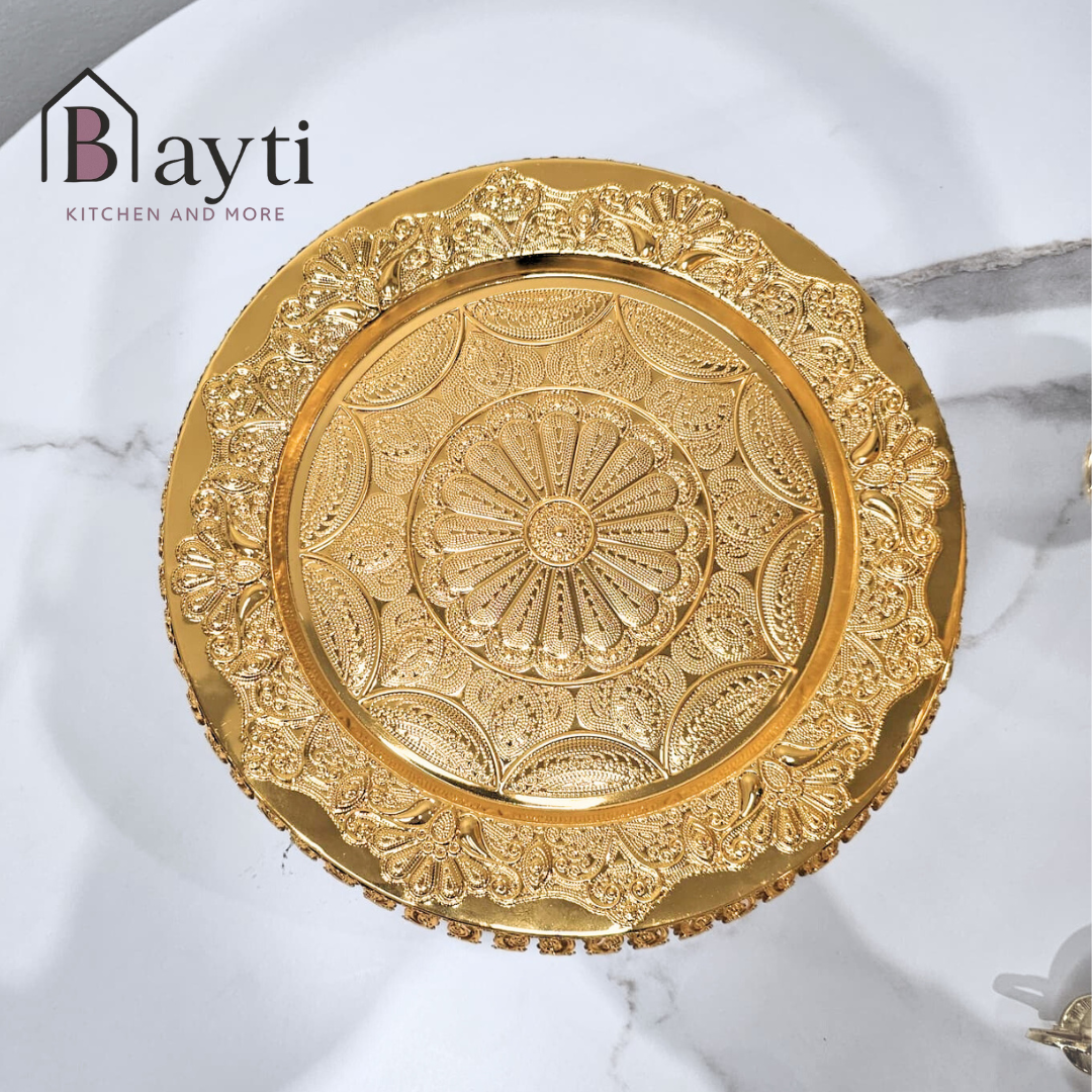 Bayti Luxury Turkish Coffee Serving Set - Dalla Pot with 6 Cups & Gold Plated Tray - Elegant Decorative Tea Set for Home & Entertaining