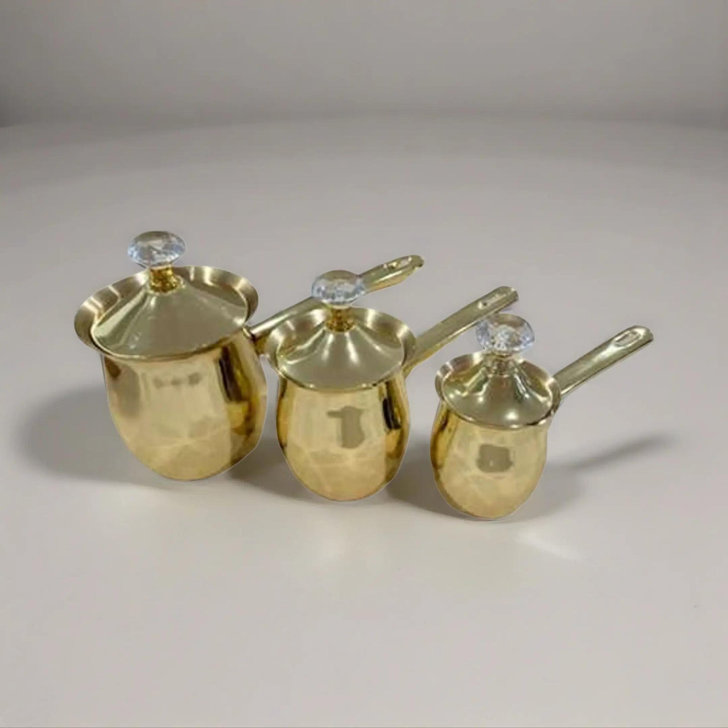 Golden Stainless Steel Coffee Pot Set of 3 with lids for Easy Brewing