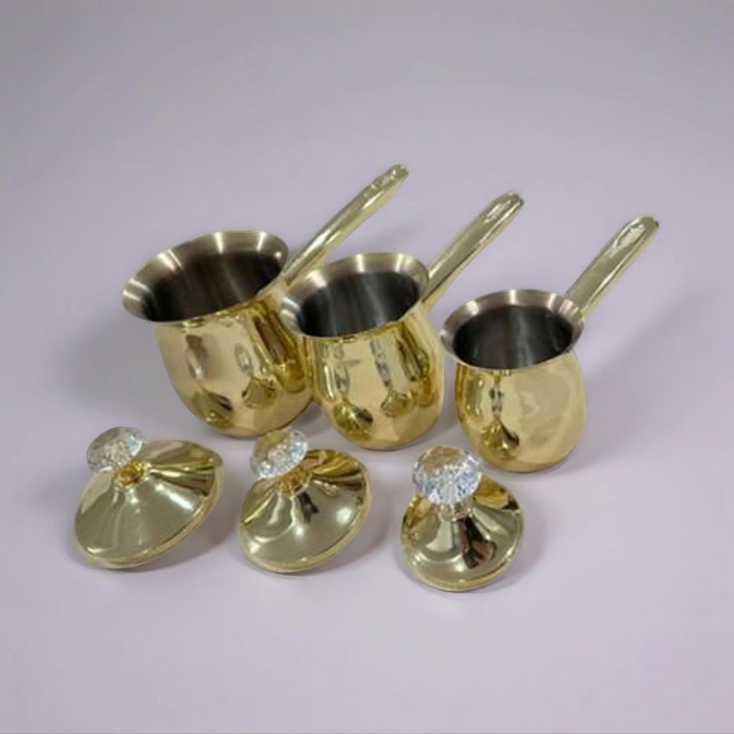 Golden Stainless Steel Coffee Pot Set of 3 with lids for Easy Brewing