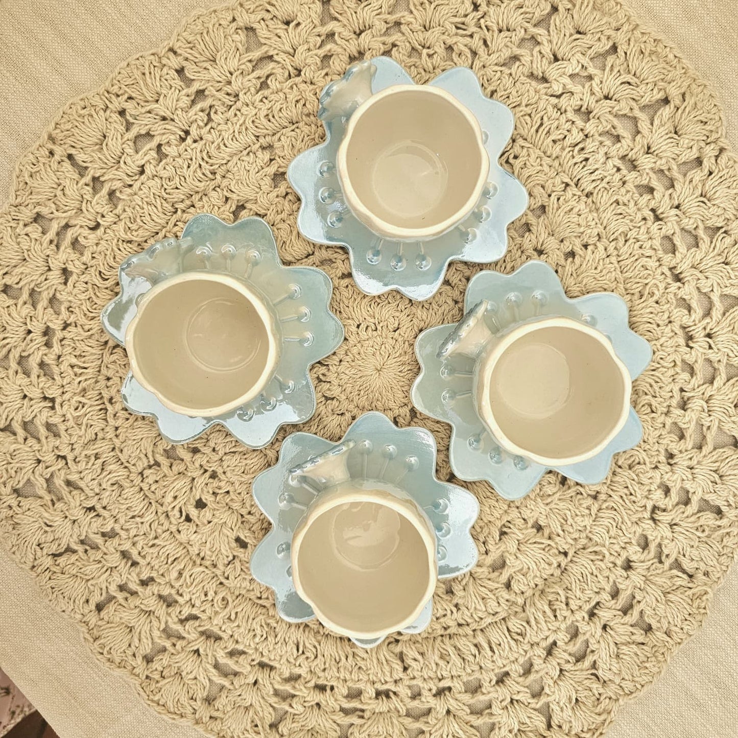 Luxury Pearl Tea & Coffee Cup Set – 6 Cups with Serving Plate