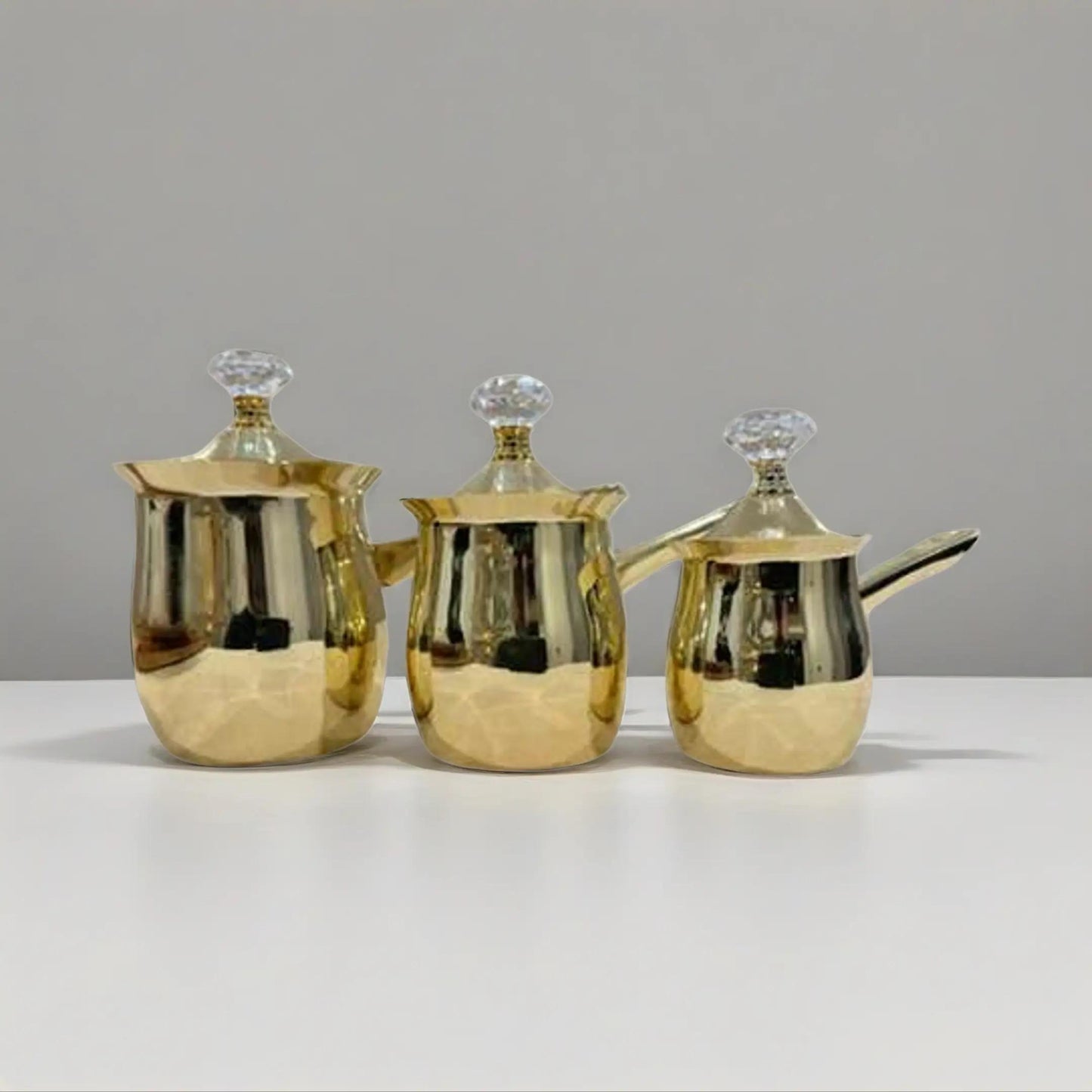Golden Stainless Steel Coffee Pot Set of 3 with lids for Easy Brewing